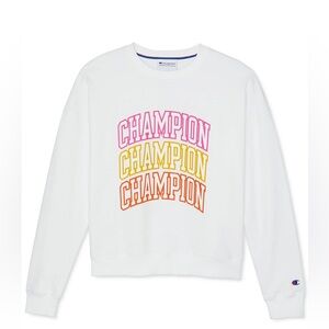 Champion Women's Fleece Pullover Crewneck Sweatshirt white